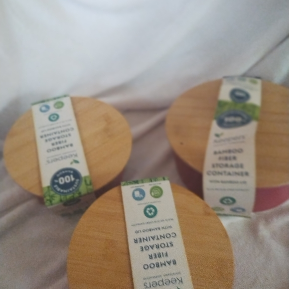 Red Bamboo Fiber Storage Containers - Picture 6 of 16